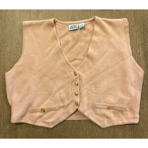 Club Classics Womens XL‎ Vintage Pink Wool Knit Vest EUC